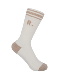 RATION.L organic cotton socks in Sunny Sand/White, imported from the UK
