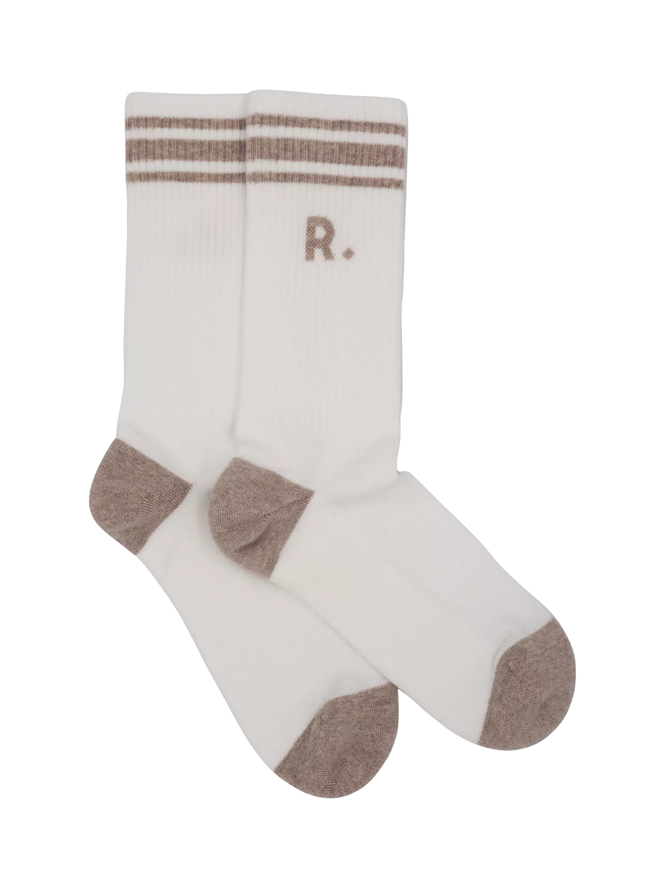 RATION.L organic cotton socks in Sunny Sand/White, imported from the UK
