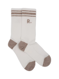 RATION.L organic cotton socks in Sunny Sand/White, imported from the UK