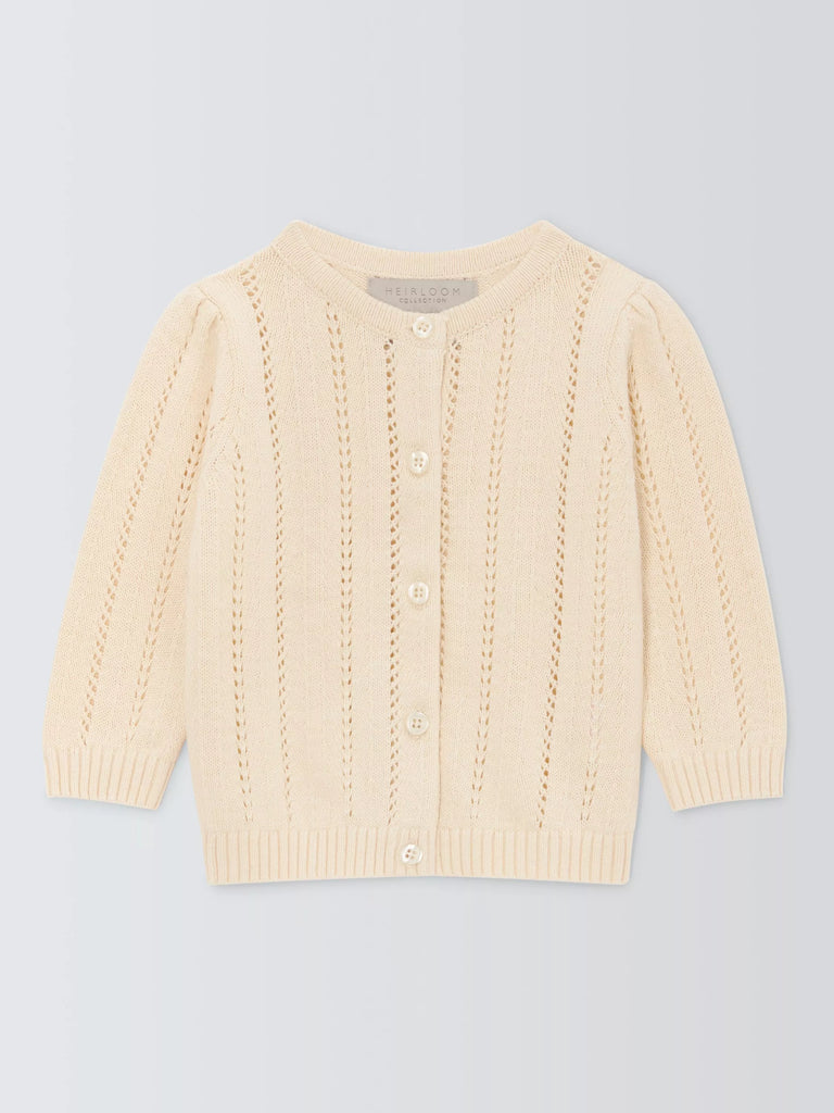 John Lewis Heirloom Collection Baby Pointelle Cardigan, Pink