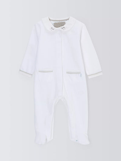 Combinaison de nuit bébé en velours à étoiles John Lewis Heirloom Collection, Blanc