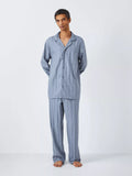 John Lewis Sateen Jacquard Pyjama Set, Blue Mid