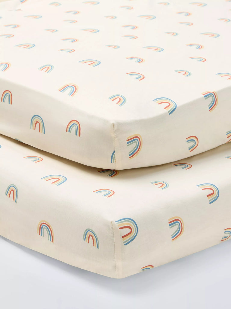 John Lewis Rainbow Fitted Baby Sheet, Pack of 2, Multi