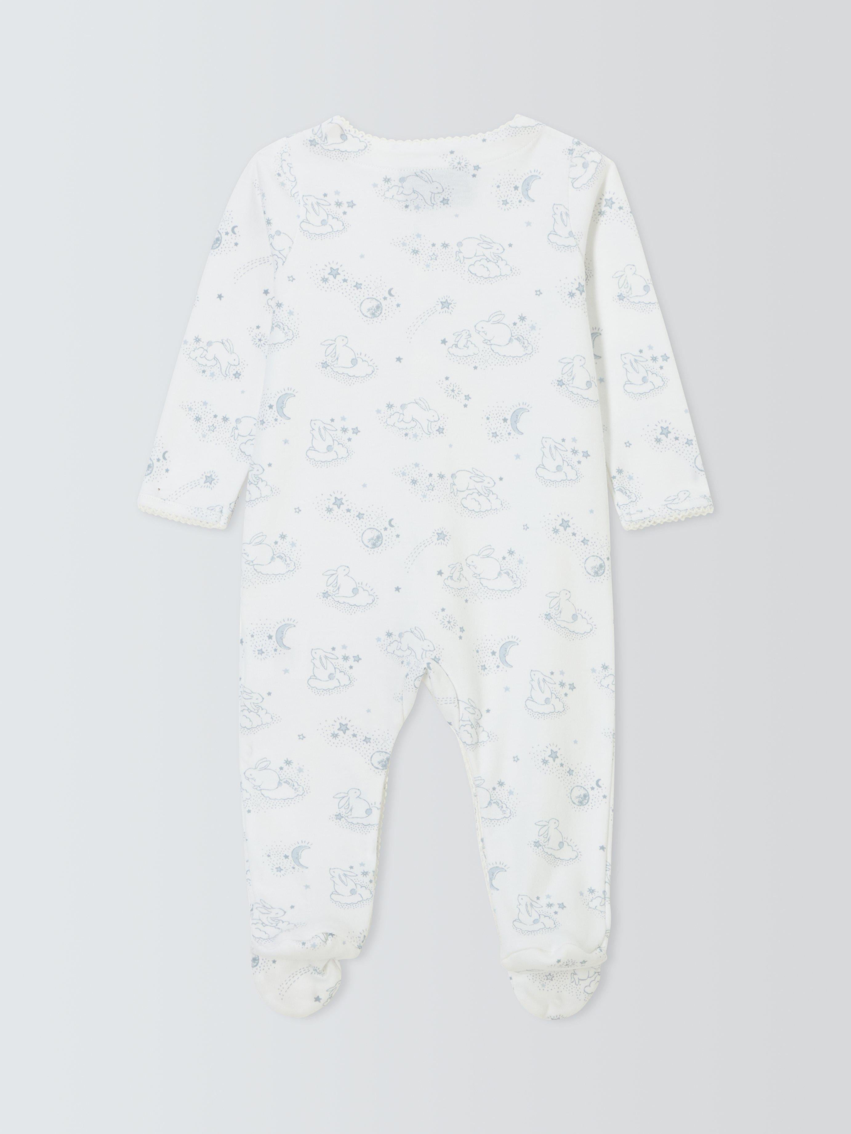 John Lewis Baby Sleepsuit Gift Set Bunny Print, UK version