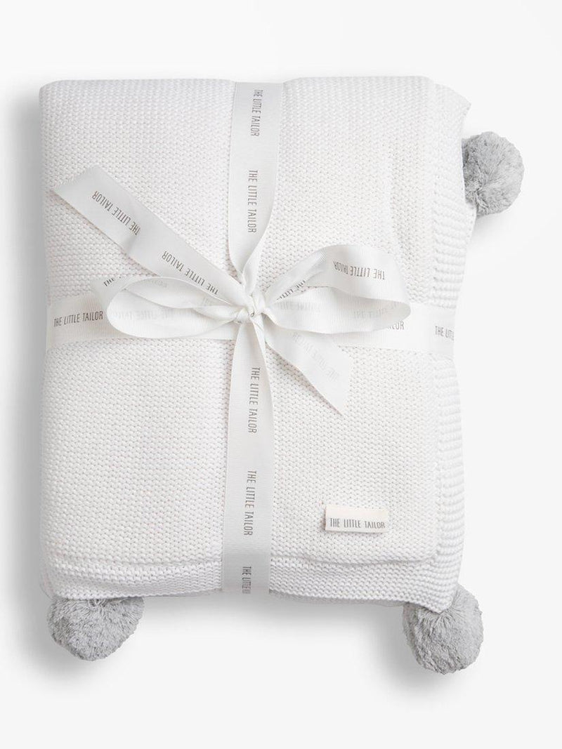 The Little Tailor pom pom baby blanket soft plush reverse, UK version