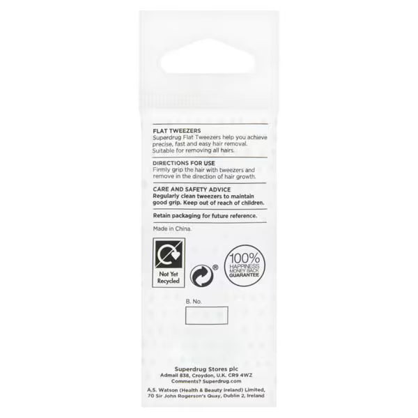 Superdrug Flat tweezers for hair removal (British brand)