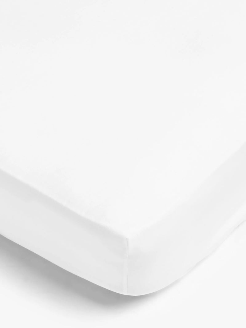 John Lewis Easy Care Organic Cotton 200 Thread Count Extra Deep Fitted Sheet - White Double