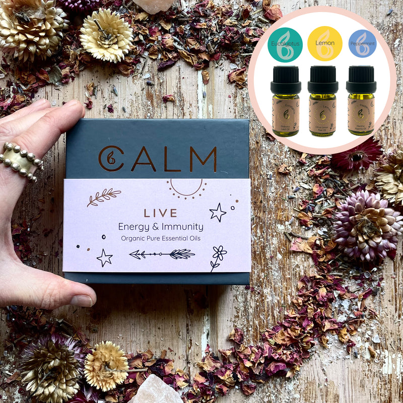 Live Calm essential oil set eucalyptus lemon peppermint 5ml x3, imported from the UK