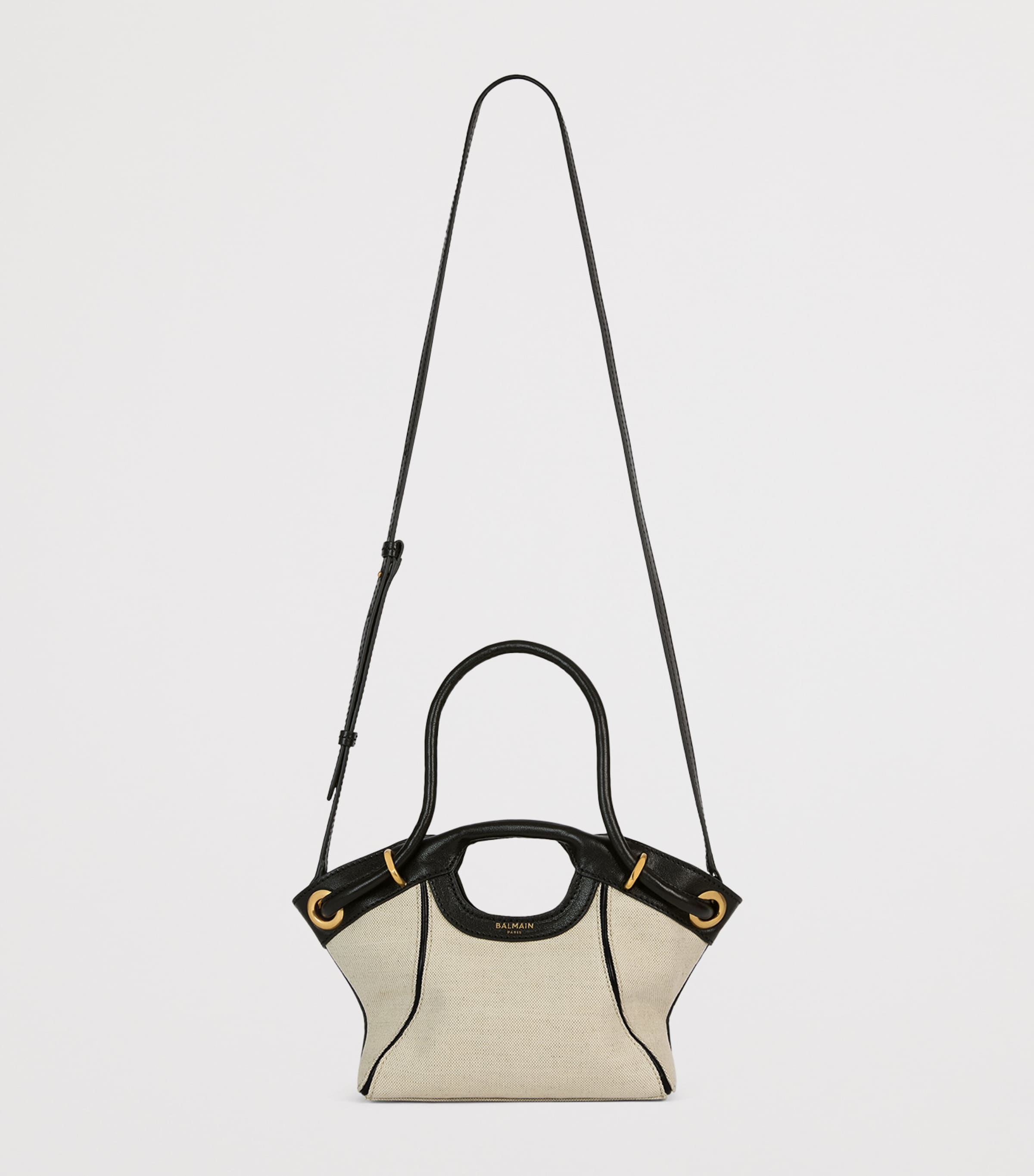 Balmain small canvas tote bag with leather trims - British product