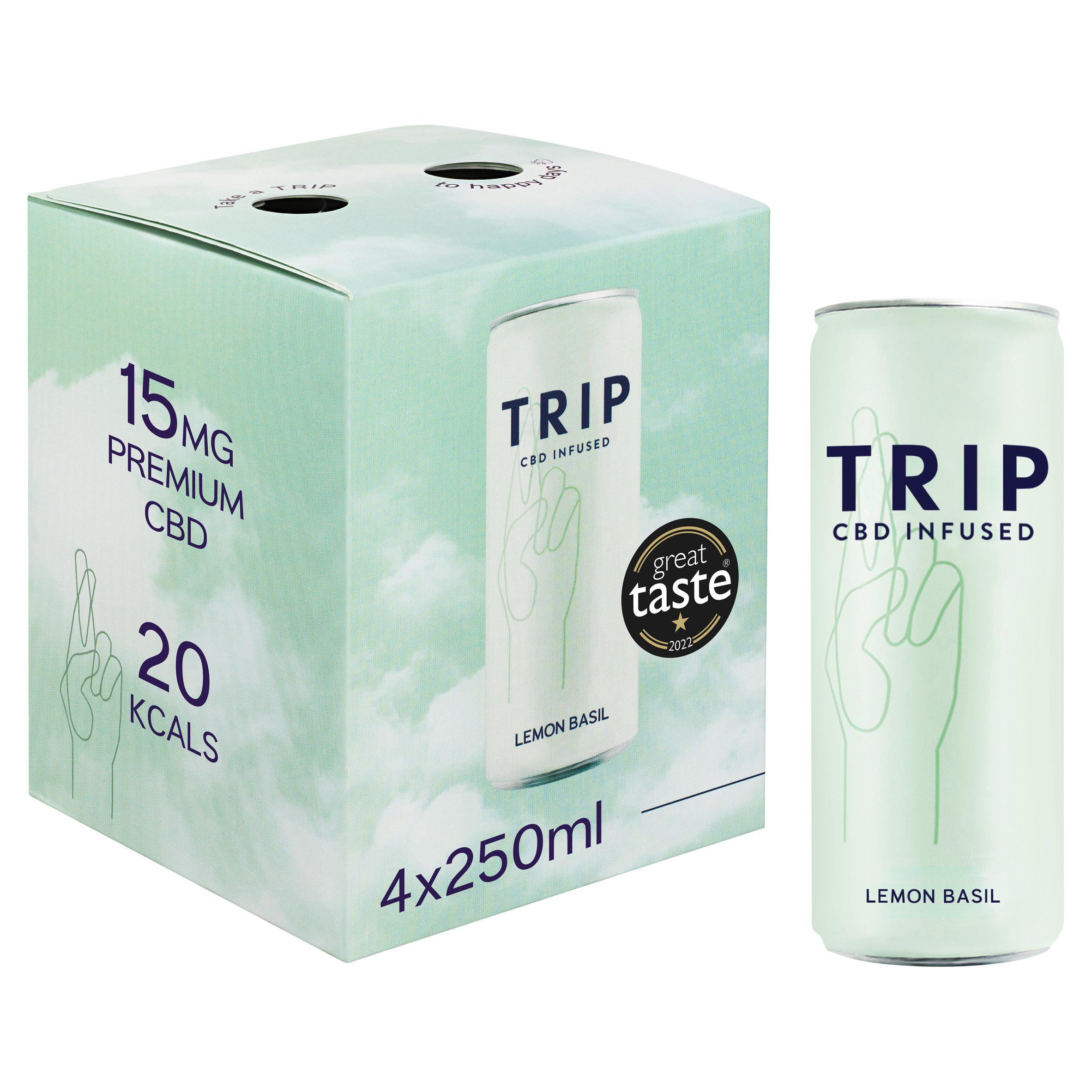 Trip CBD Infused Lemon Basil 4 x 250ml GOODS Sainsburys   