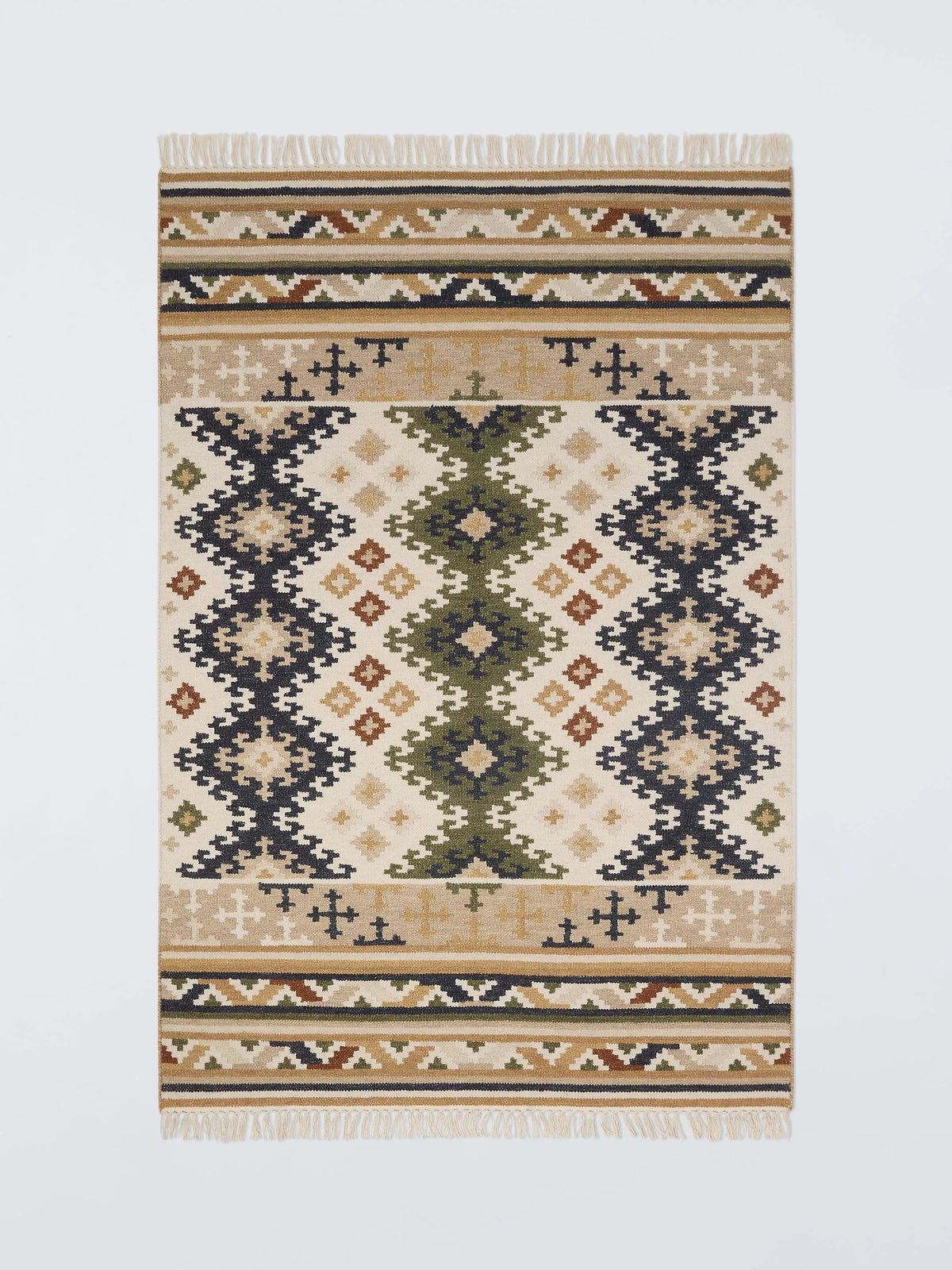 John Lewis Flachgewebe-Teppich grün multi geometrisch 120x180cm - Britisches Produkt