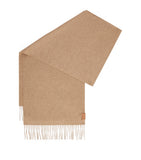 LOEWE Cashmere Scarf in neutral hue with fringed hems, UK version