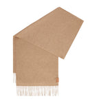 LOEWE Cashmere Scarf in neutral hue with fringed hems, UK version
