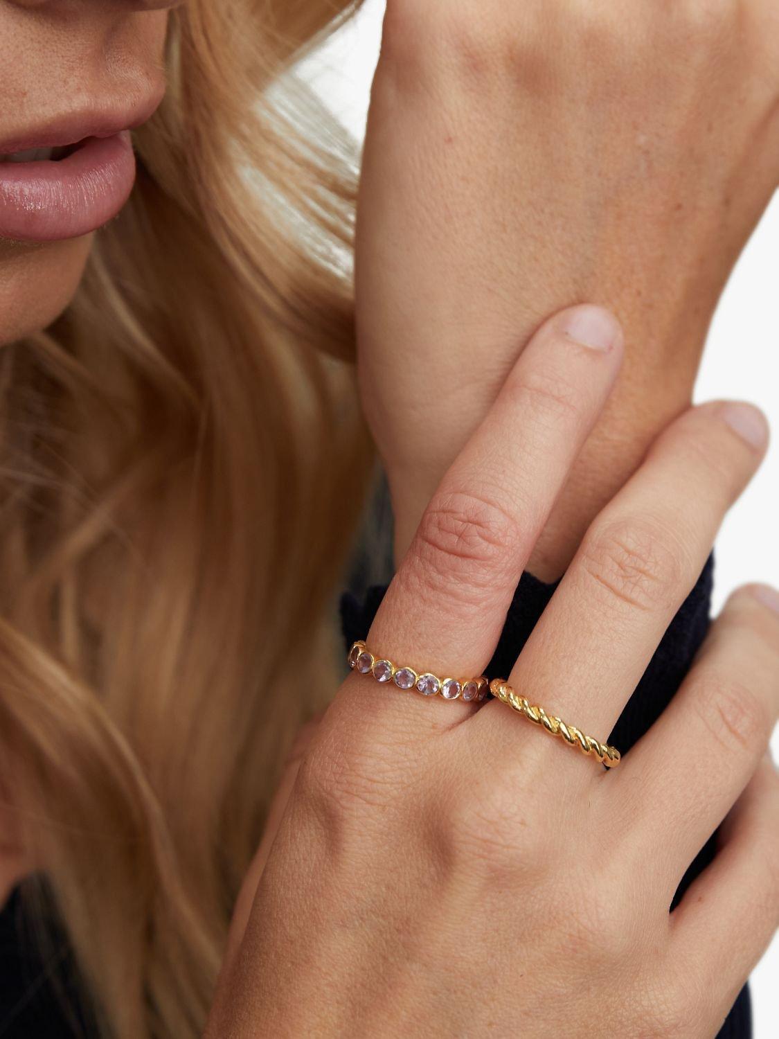 Auree amethyst band ring purple gold - British product