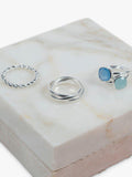 Bague cocktail coussin Auree Mondello calcédoine bleue argent sterling, version UK