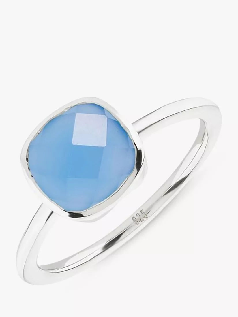 Auree Mondello Cushion Cocktail Ring, Silver/Blue, S