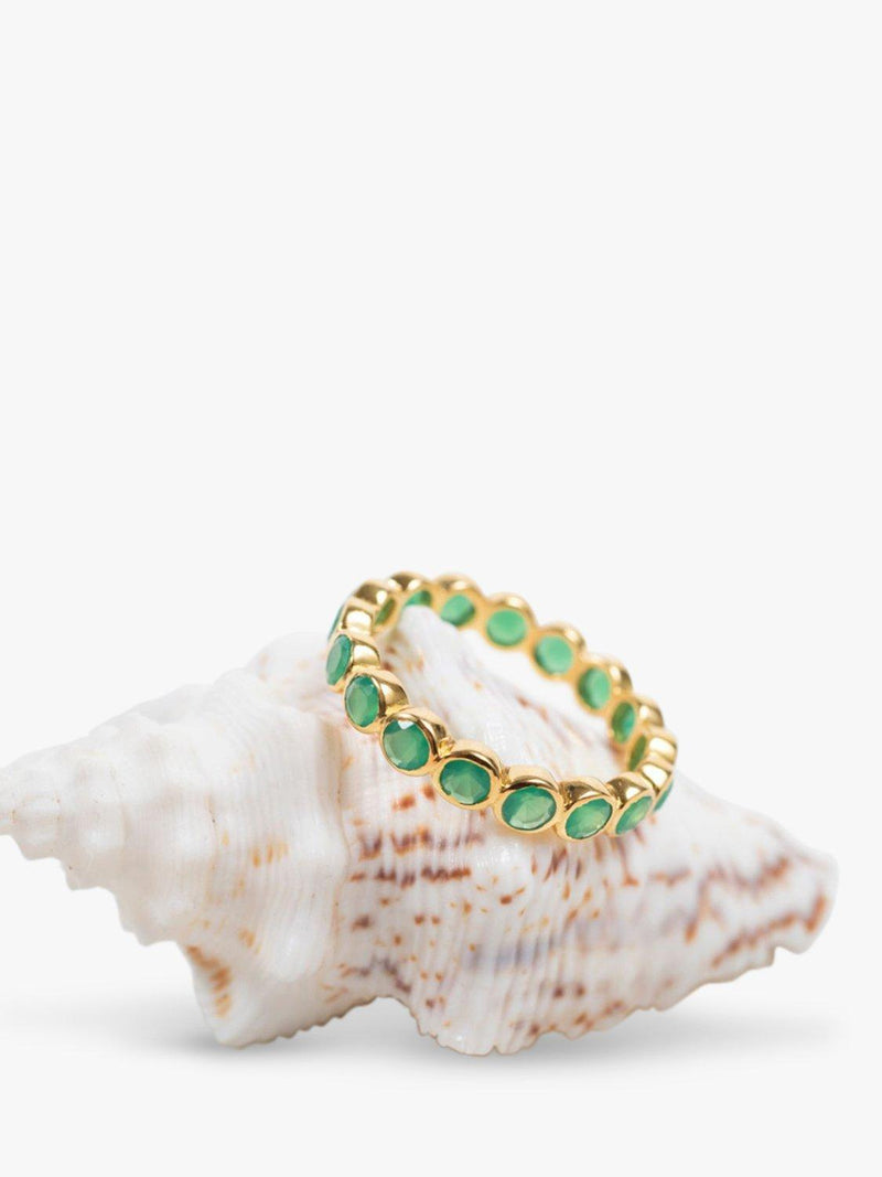 Bague bande Auree Ortigia Chrysoprase vert et or, importée du Royaume-Uni