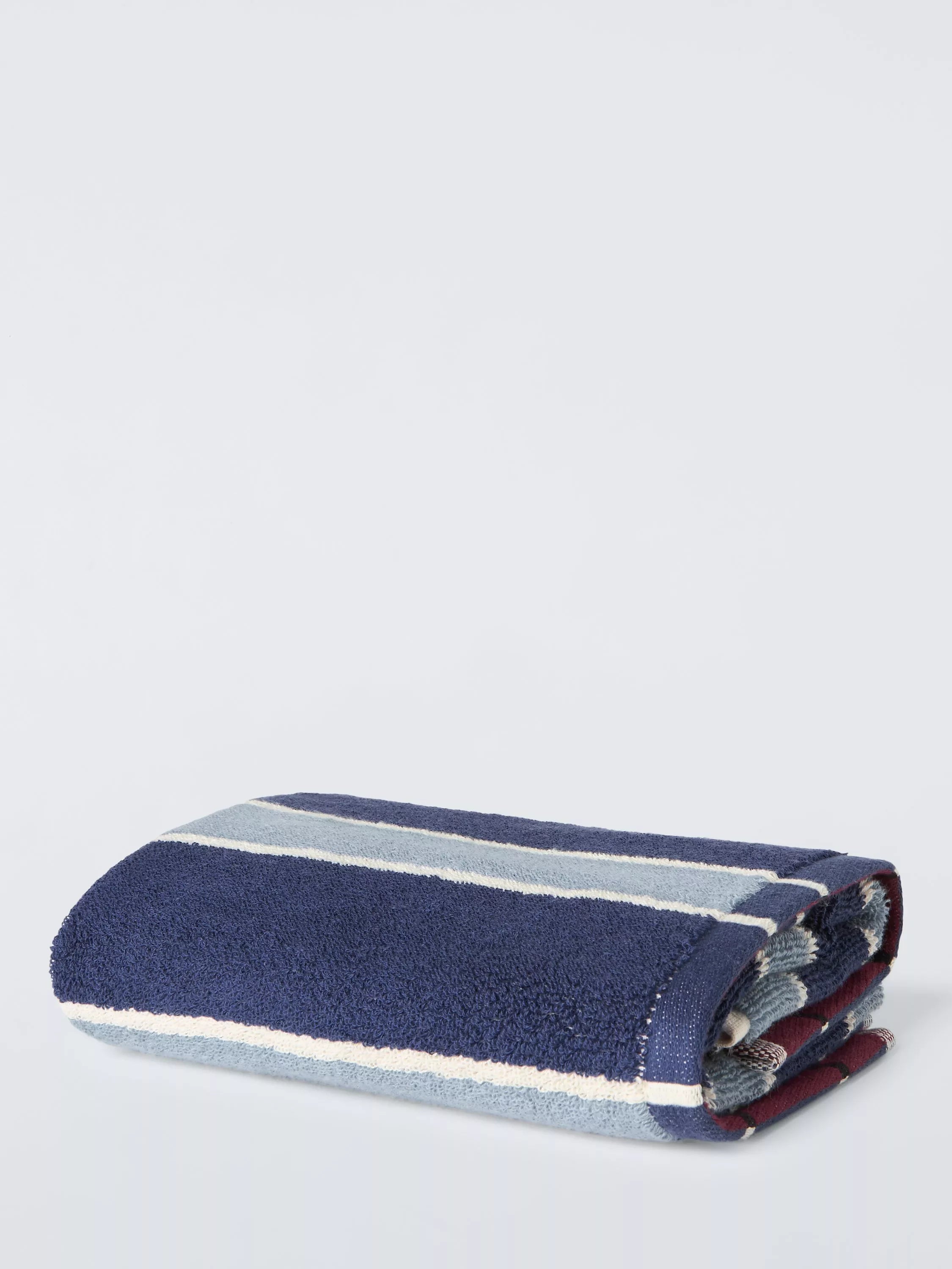 John Lewis Reversible Stripe Towels - Blue Hand Towel