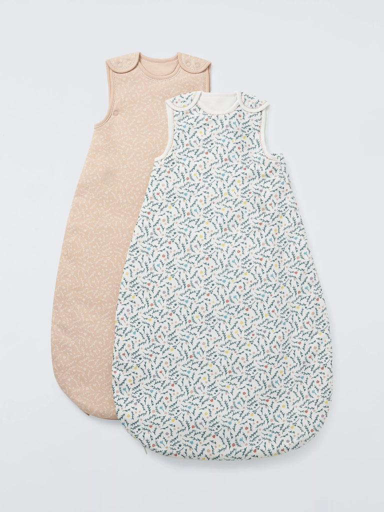 John Lewis Rowan Flower Baby Sleeping Bag, 1.5-2.5 Tog, Pack of 2, Multi