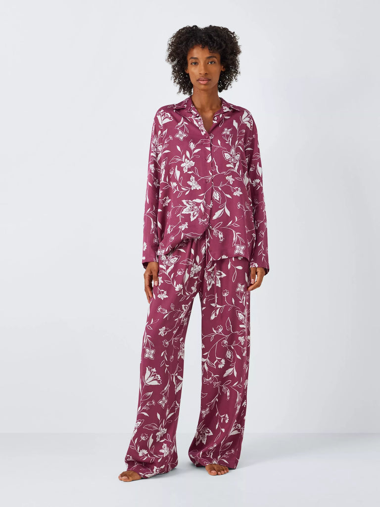 John Lewis Luxury Shine Modal Pyjama Set, Maroon