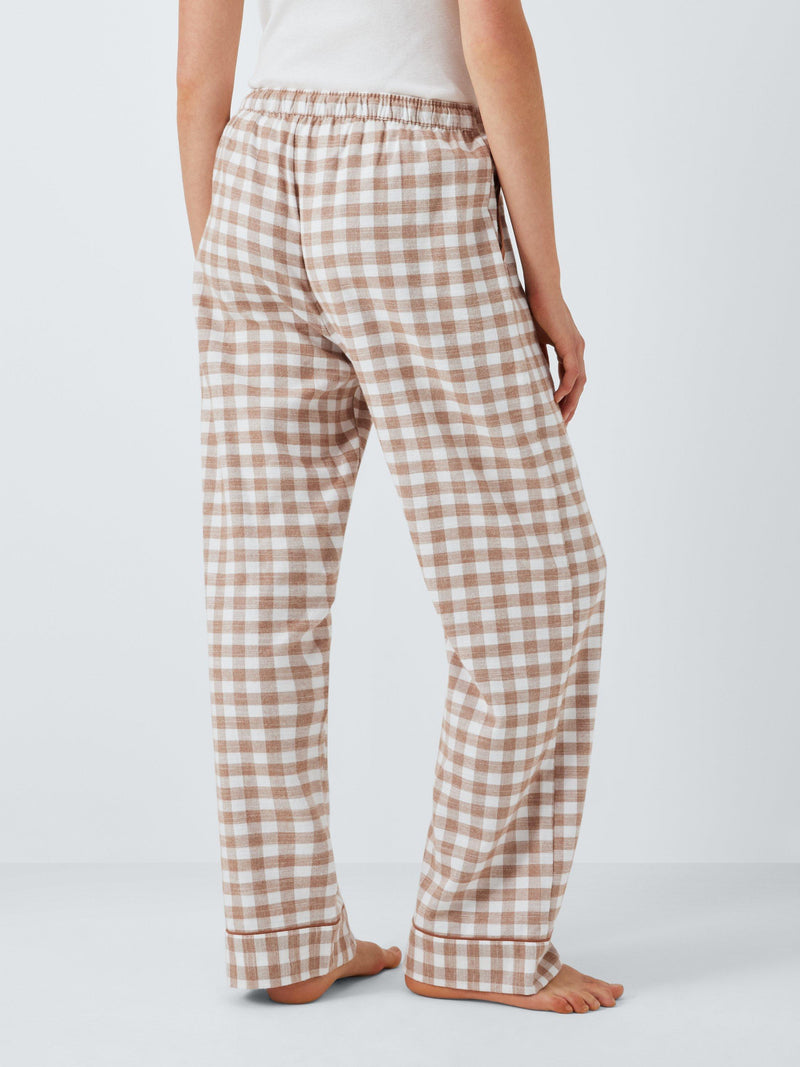 John Lewis brushed cotton gingham pyjama bottoms in Ivory/Toffee, UK version