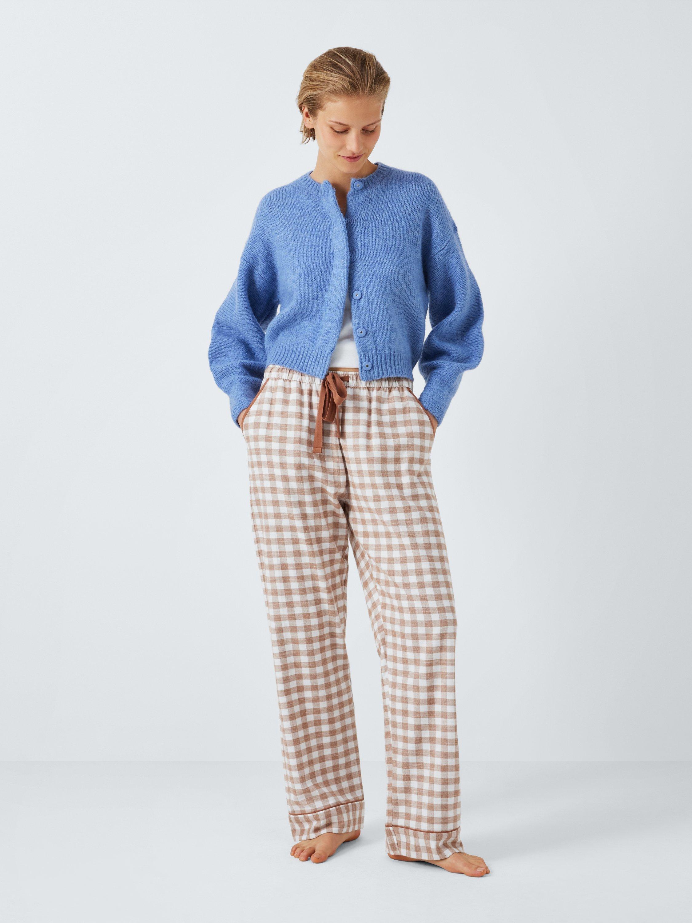 John Lewis brushed cotton gingham pyjama bottoms in Ivory/Toffee, UK version