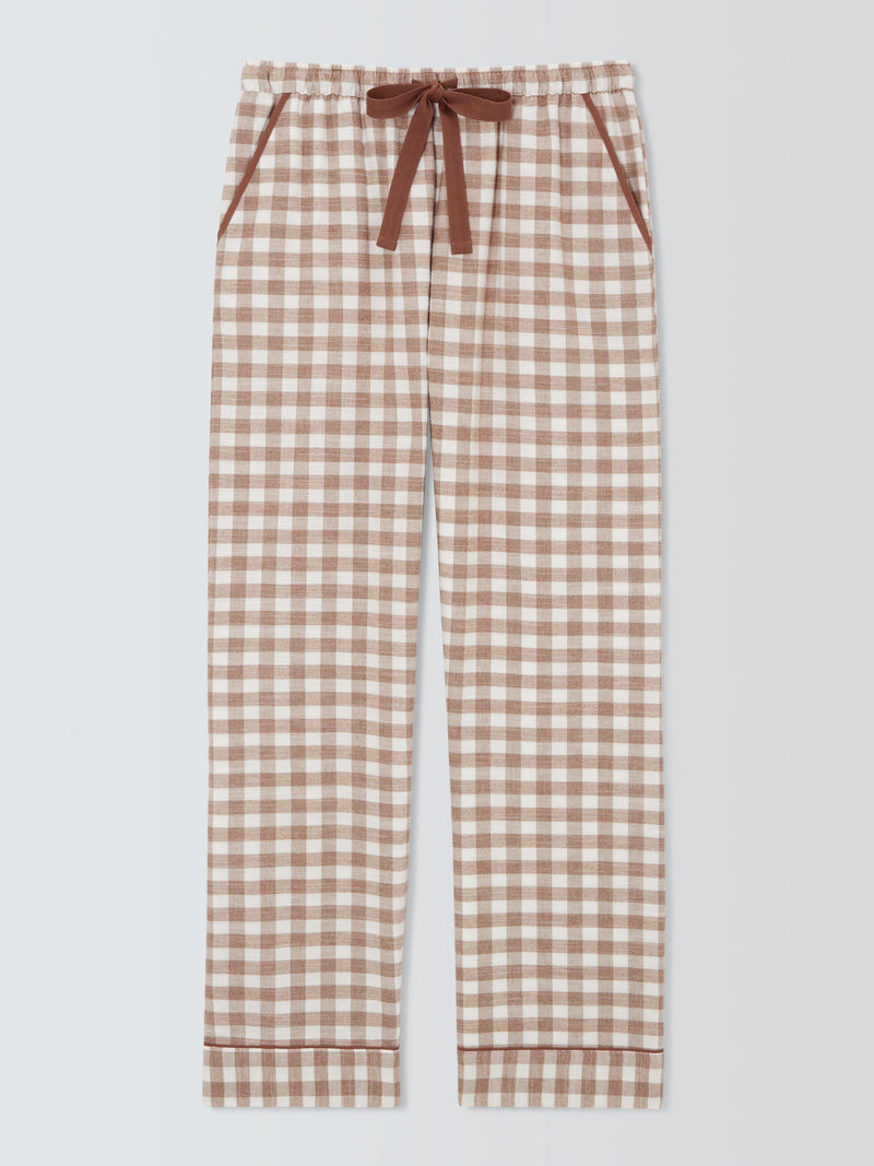 John Lewis brushed cotton gingham pyjama bottoms in Ivory/Toffee, UK version