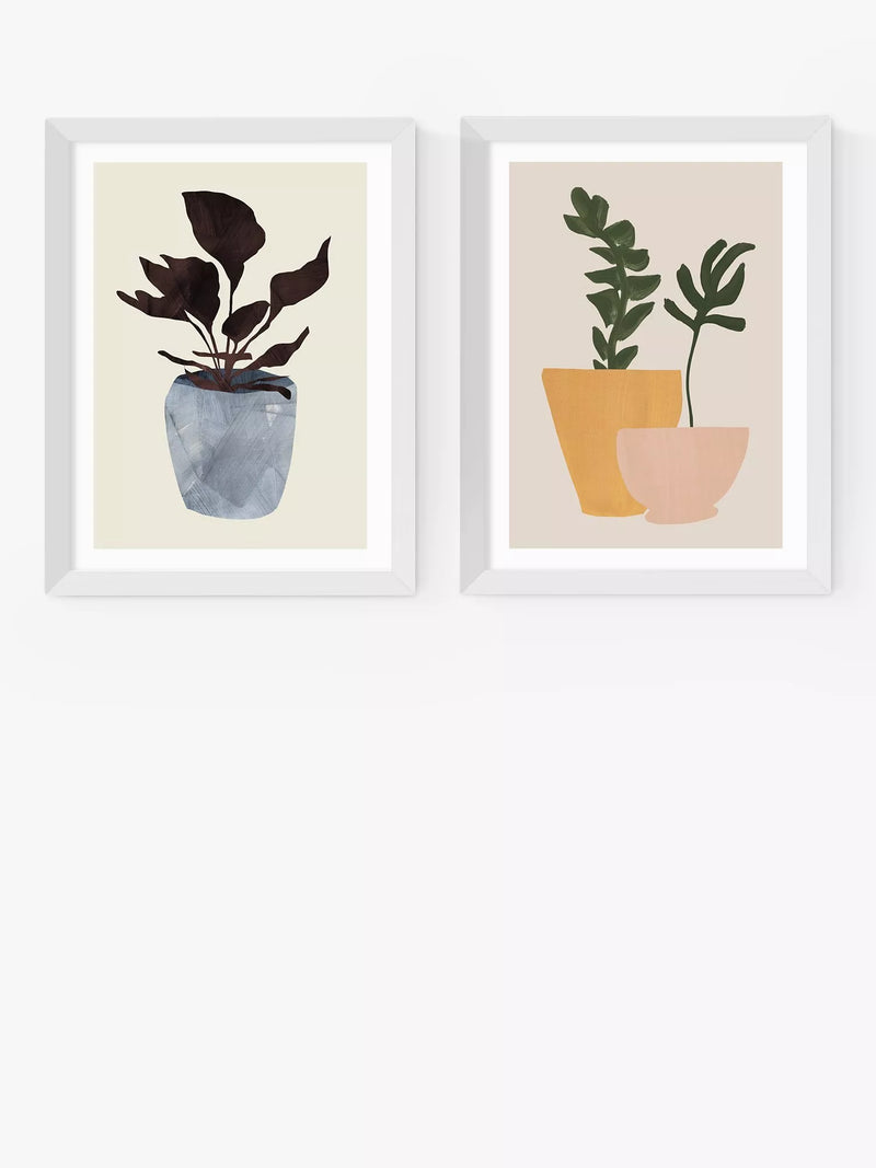 EAST END PRINTS Dan Hobday Plant Pot Wood Framed Print Set of 2
