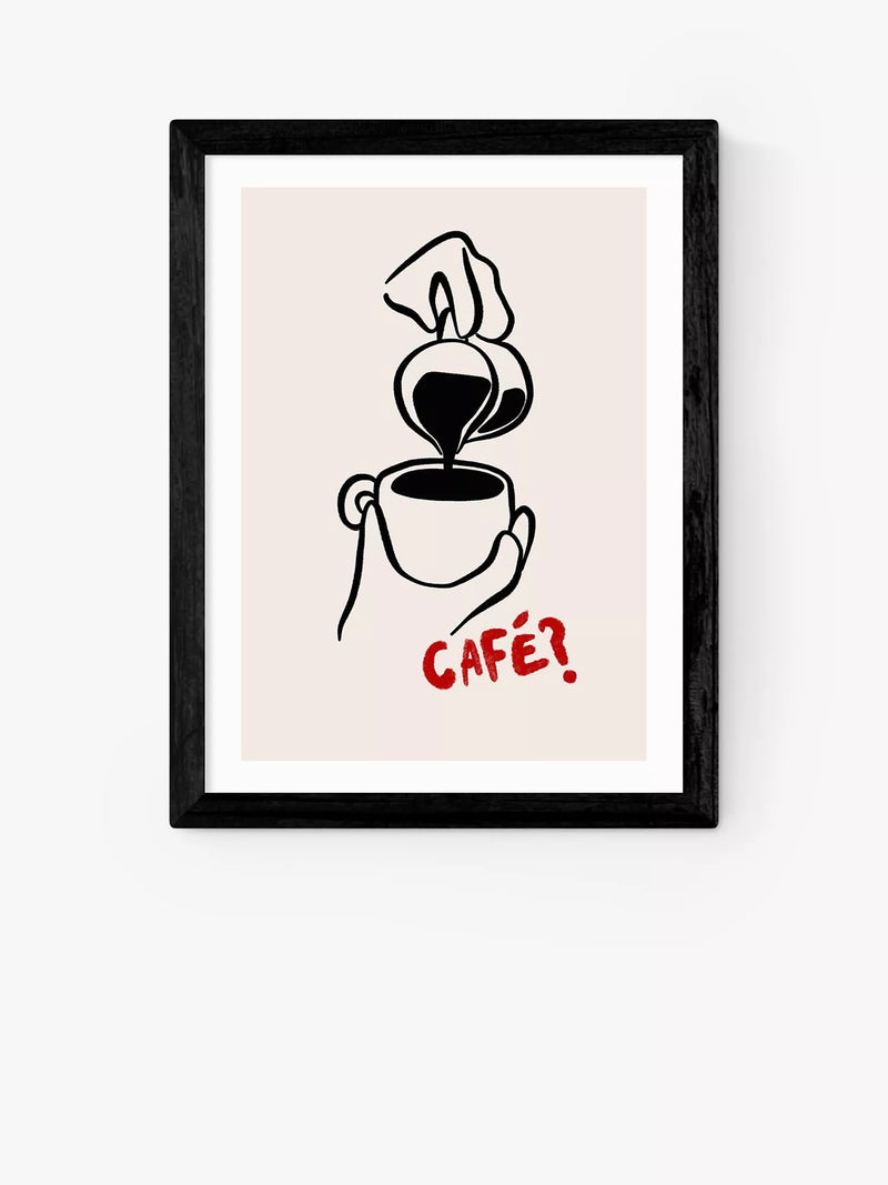 EAST END PRINTS SimplyExtraJordanary 'Cafe' Framed Print - Oak Frame 83.4 x 63.4cm