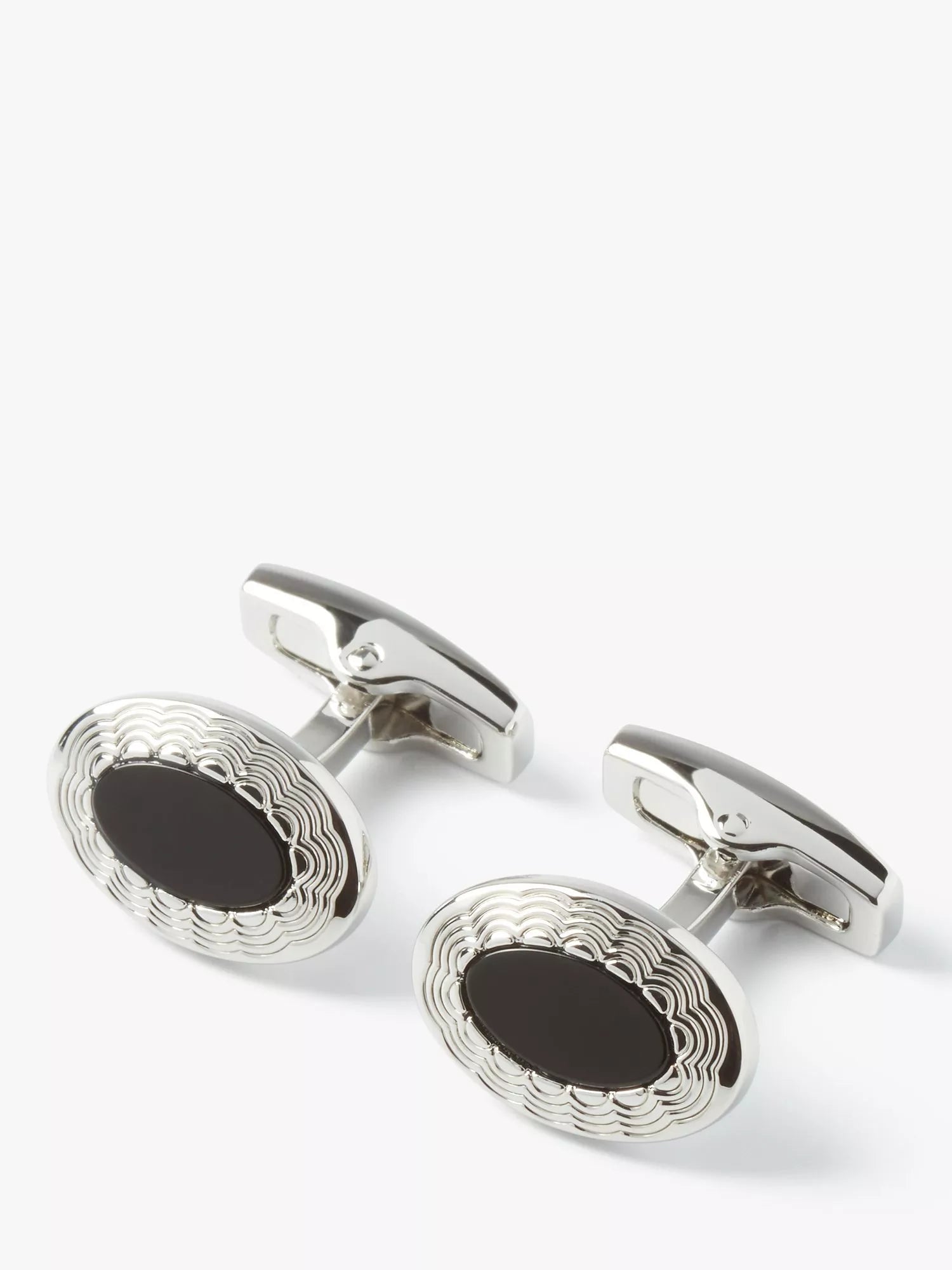 Simon Carter Allegro scalloped edge cufflinks with onyx, UK version