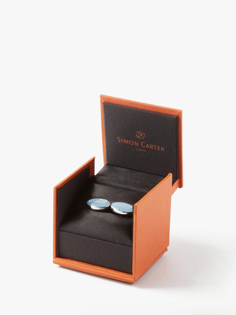 Simon Carter Brio cufflinks light blue enamel, imported from the UK