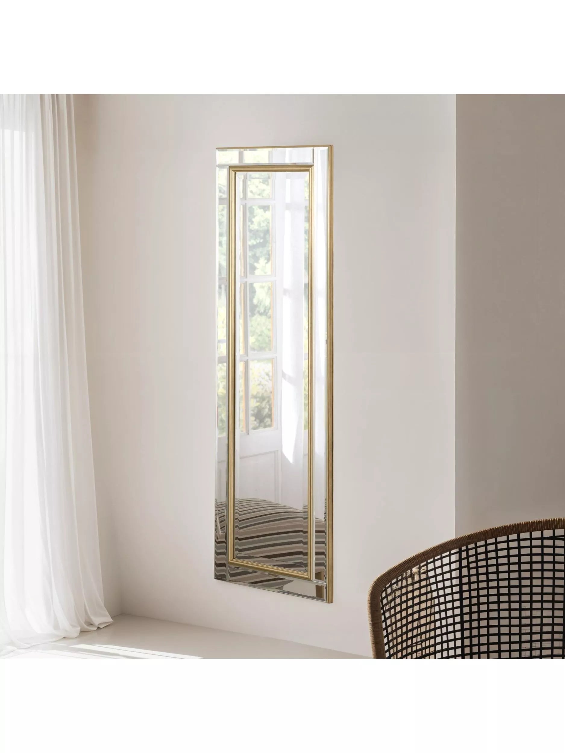 Yearn Bevelled Glass Rectangular Wall Mirror 137 x 46 x 2 cm