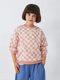 John Lewis ANYDAY Kids' Flower Check Long Sleeve Top, Blush Pink