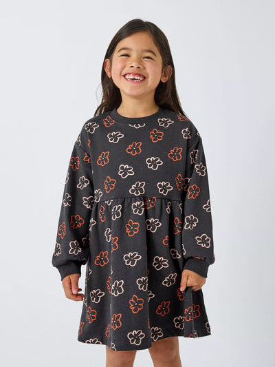 John Lewis John Lewis ANYDAY Kids' Blomst Jersey Kjole, Kullgrå - Kjøp online hos McGrocer
