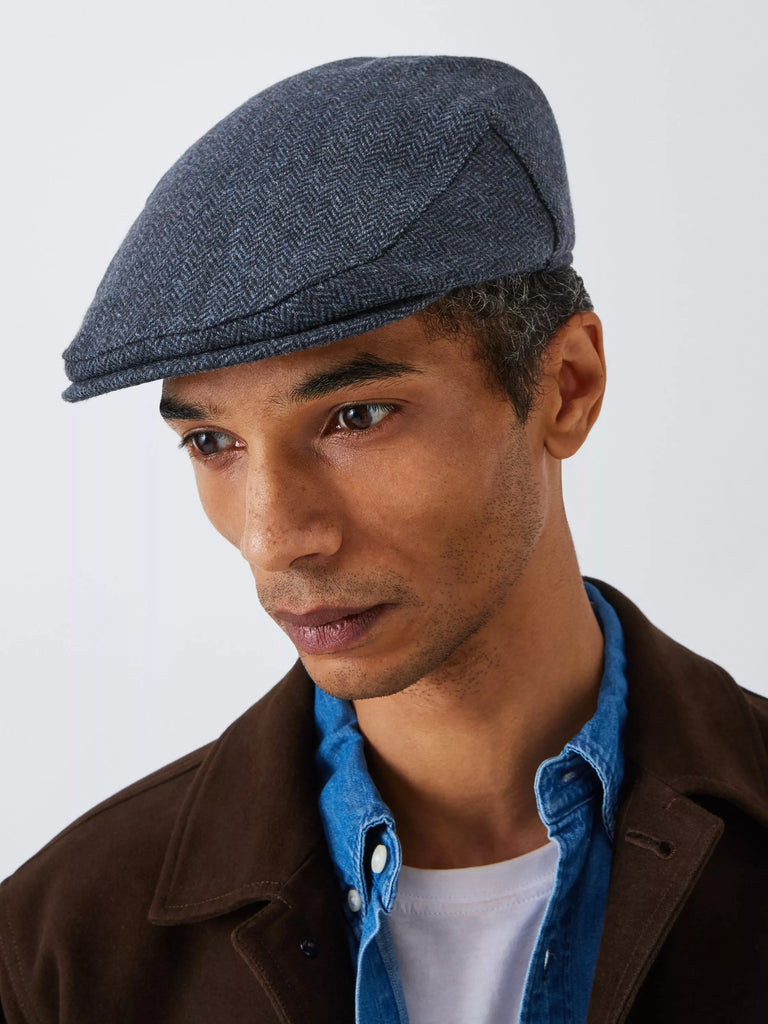 John Lewis Wool Tweed Flat Cap, Navy