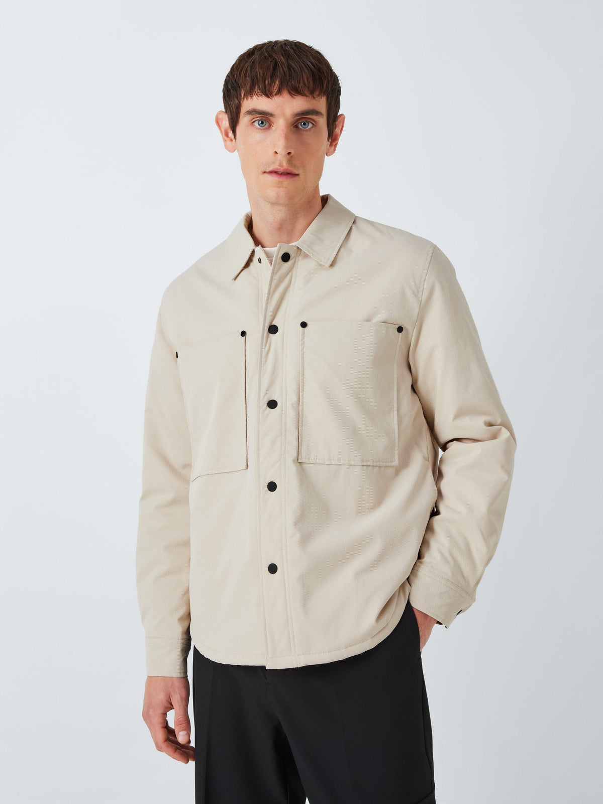 Borg-Lined Shacket with Oversized Pockets in Asphalt