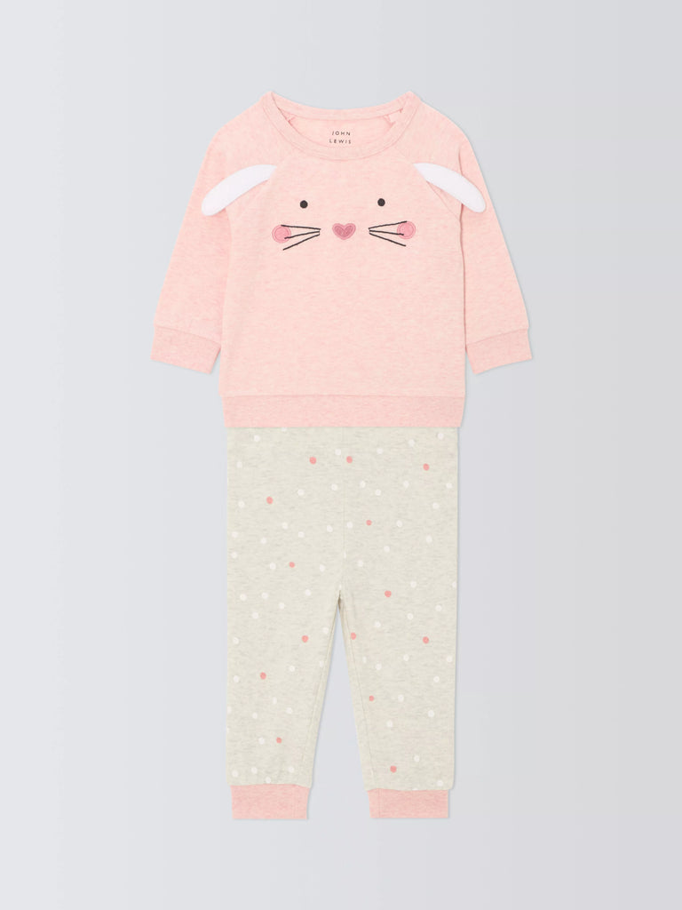 John Lewis Baby Bunny Pyjamas, Pink