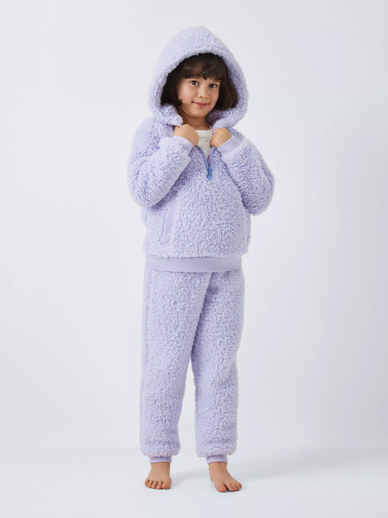 John Lewis Kids' Borg Hoodie and Trouser Set, Lilac