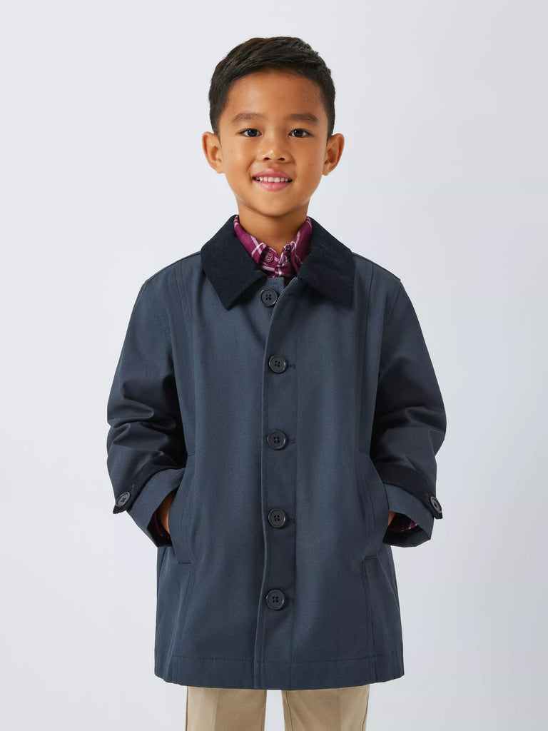 John Lewis Heirloom Collection Kids' Waxed Cotton Coat, Navy