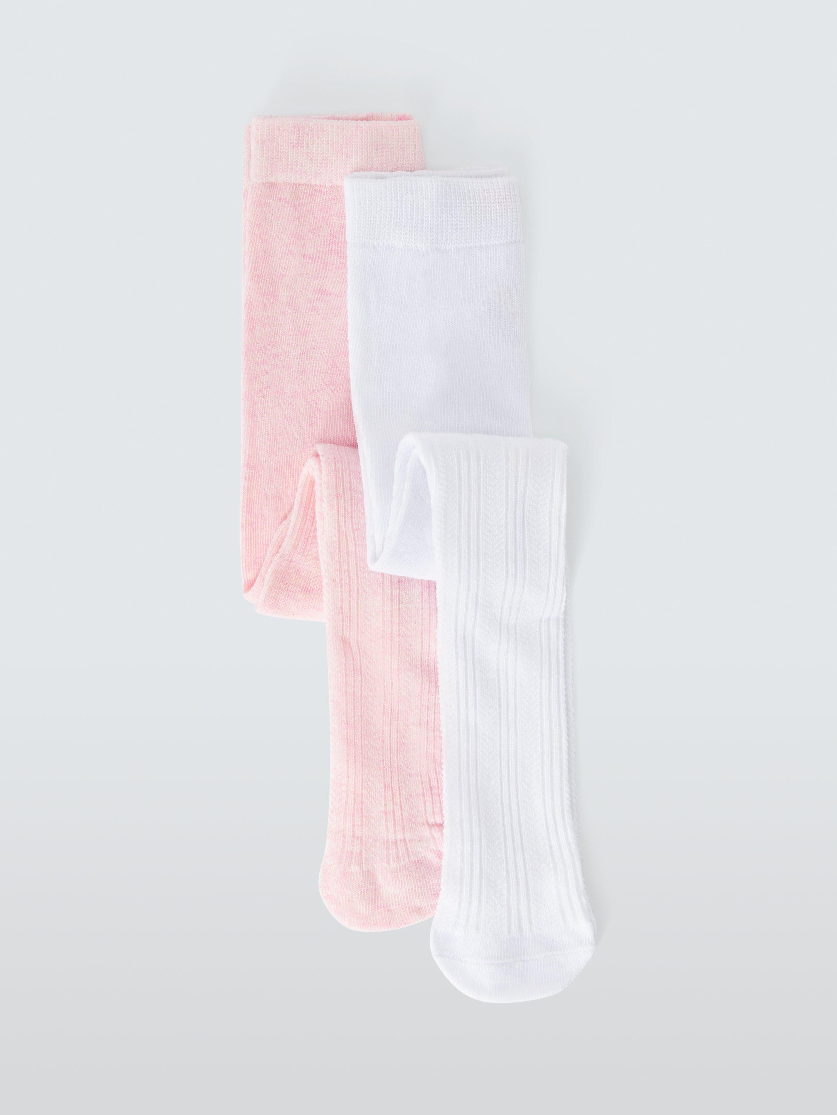 John Lewis Baby Textured Organic Cotton Rich Tights Pack of 2 Multi (British brand)