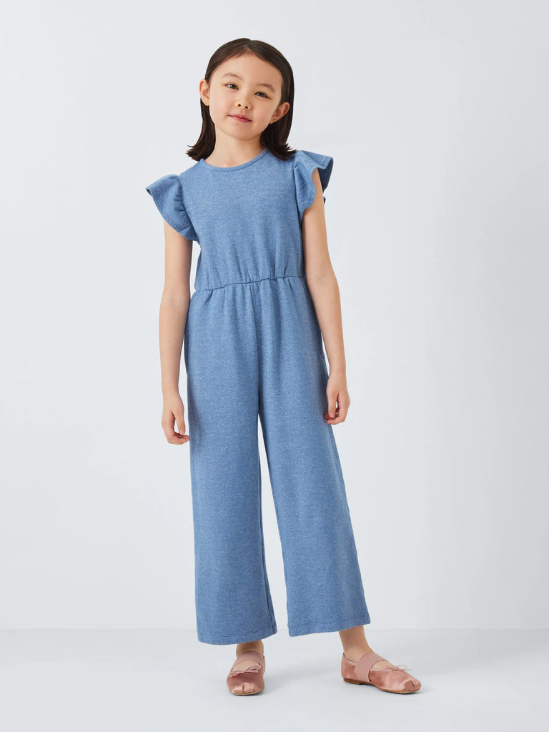 John Lewis ANYDAY Kids' Glitter Jersey Jumpsuit, Blue