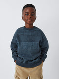 John Lewis Kids' Stitch Print Crew Neck Top, Navy