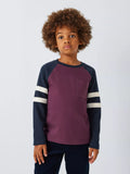 John Lewis Kids' Raglan Sleeve Jersey Top, Purple/Navy