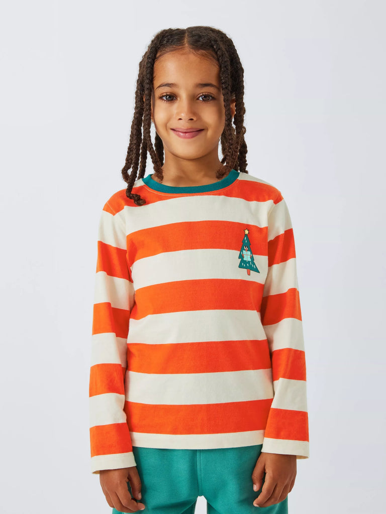 John Lewis ANYDAY Kids' Christmas Tree Stripe Top, Red