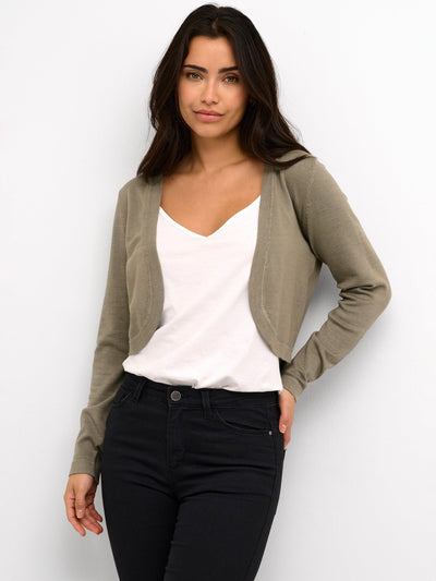 Leichte Bolero-Strickjacke mit langen Ärmeln zum Lagenlook