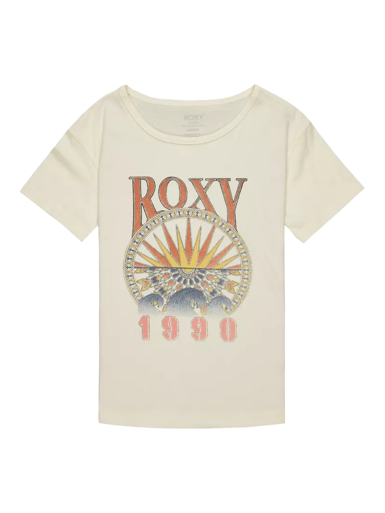 Roxy Kids' Vintage Organic Cotton Logo T-Shirt, Egret