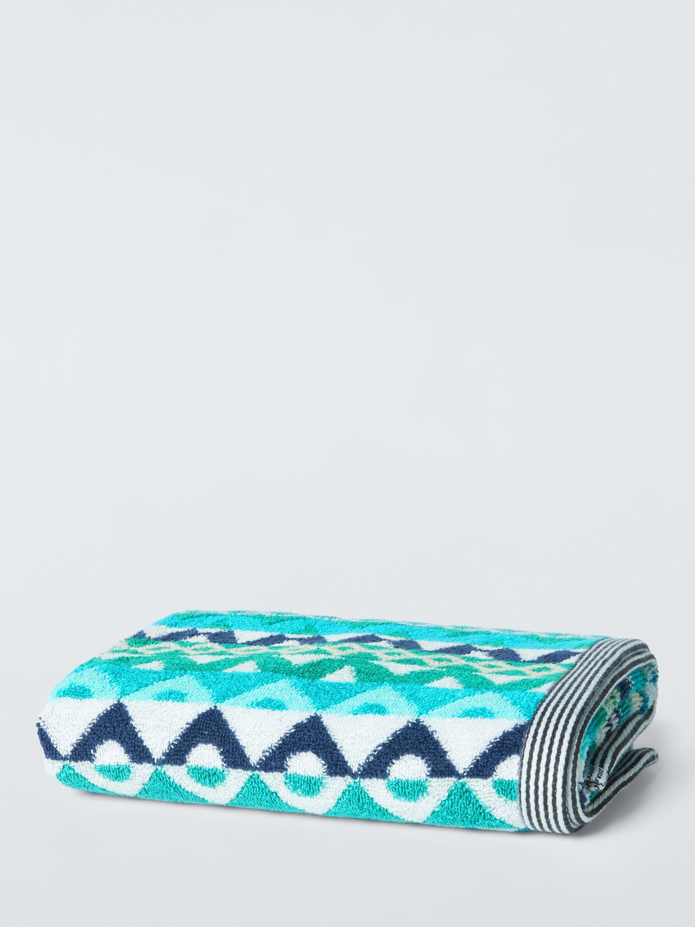 Margo Selby Buxton hand towel green geometric 100 x 50cm, imported from the UK