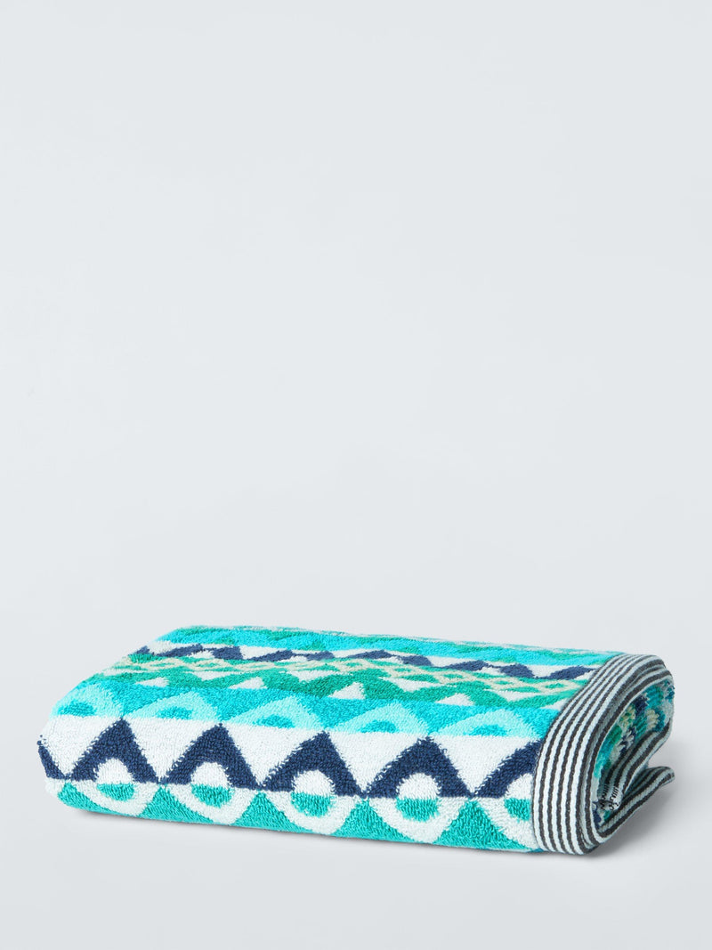 Margo Selby Buxton hand towel green geometric 100 x 50cm, imported from the UK