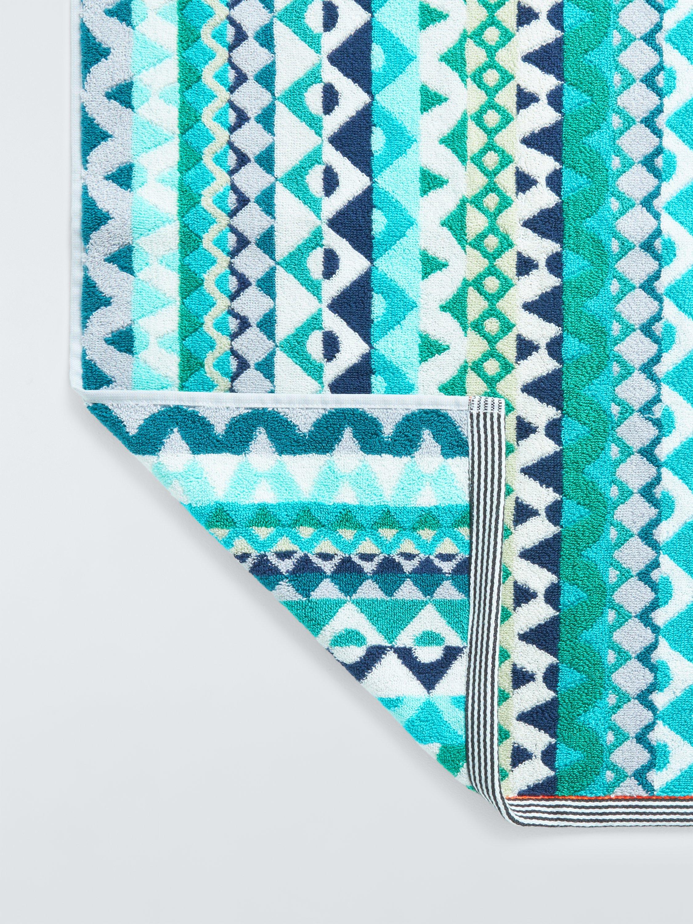 Margo Selby Buxton hand towel green geometric 100 x 50cm, imported from the UK