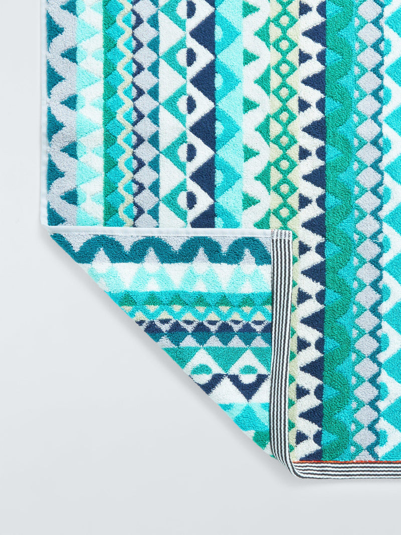 Margo Selby Buxton hand towel green geometric 100 x 50cm, imported from the UK